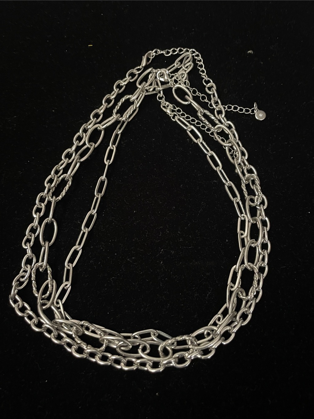 Sterling Tone Multi-Chain Layered Necklace - Silver